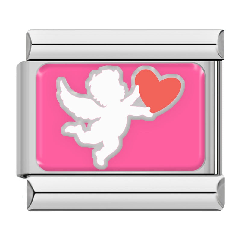 Cupid with hearts Valentine Italian charm, by Charmtastic