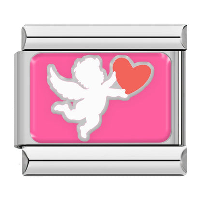 Cupid with hearts Valentine Italian charm, by Charmtastic
