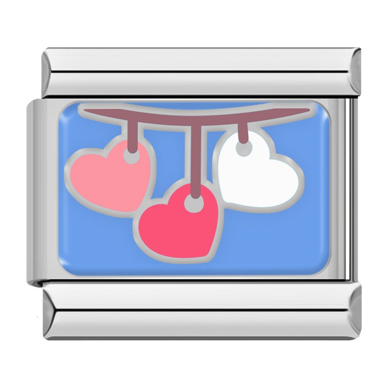 Hanging hearts Valentine Italian charm, by Charmtastic