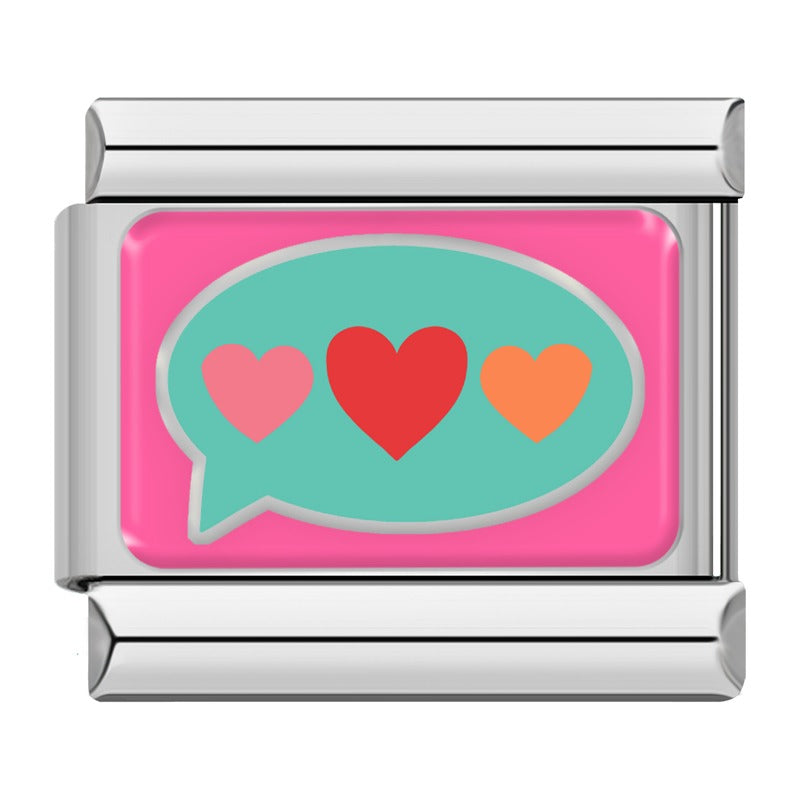Heart speech bubbles Valentine Italian charm, by Charmtastic