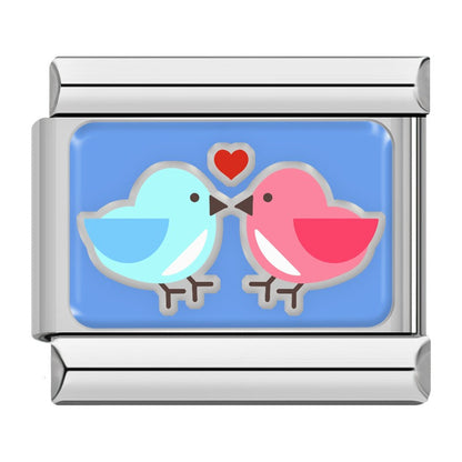 Love birds Valentine Italian charm, by Charmtastic