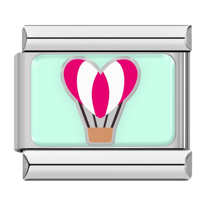 Heart hot air balloon Valentine Italian charm, by Charmtastic