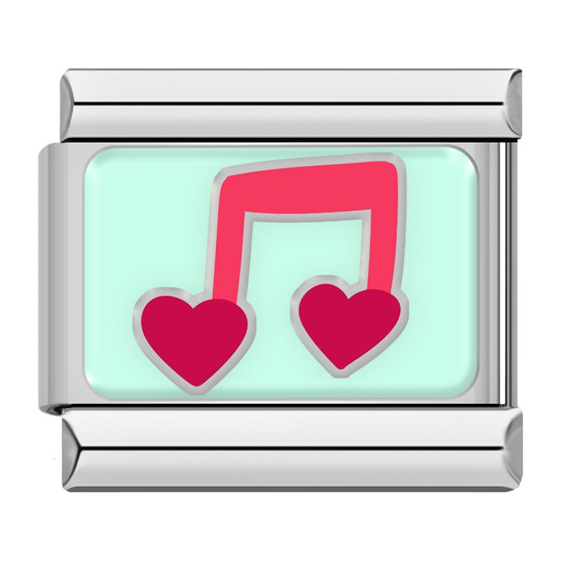 Music note hearts Valentine Italian charm, by Charmtastic