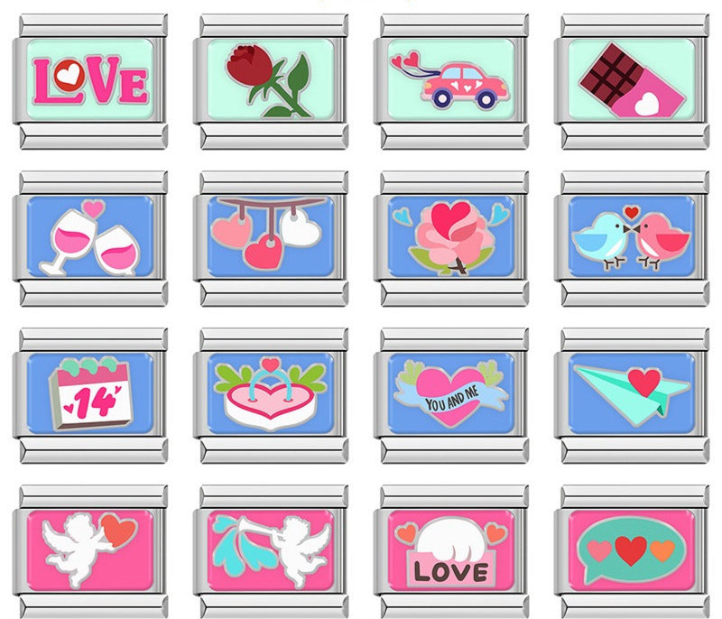 Valentine love silver Italian charms, by Charmtastic