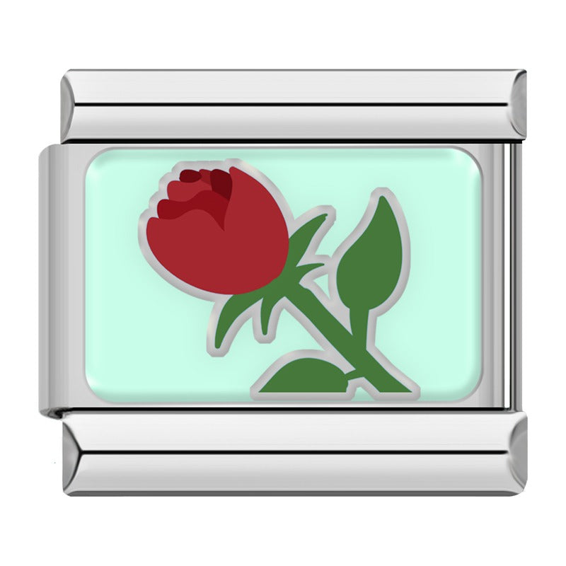 Red rose Valentine Italian charm, by Charmtastic