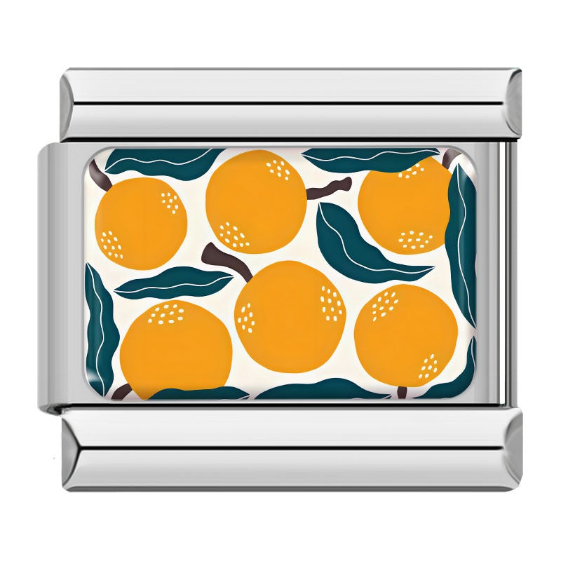 Vibrant Fruit Pattern Charms – orange fruit pattern charm, Italian charm bracelet charm by Charmtastic