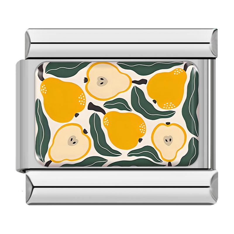 Vibrant Fruit Pattern Charms – pear fruit pattern charm, Italian charm bracelet charm by Charmtastic