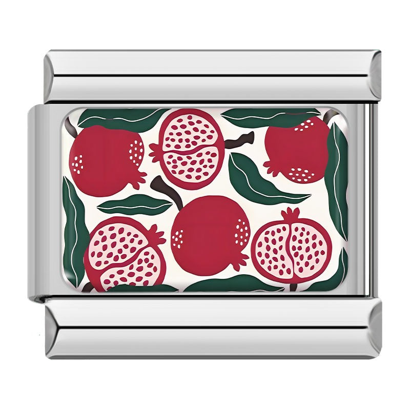 Vibrant Fruit Pattern Charms – pomegranate fruit pattern charm, Italian charm bracelet charm by Charmtastic
