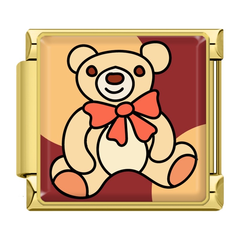 Vintage Warm Themed Cake Gift Pumpkin Girl Bear Gold – teddy bear with bow charm, Italian charm bracelet charm by Charmtastic