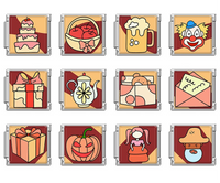 Brown Celebration & Autumn Italian Charms — Thanksgiving, Harvest & Autumn Icon Charm Links
