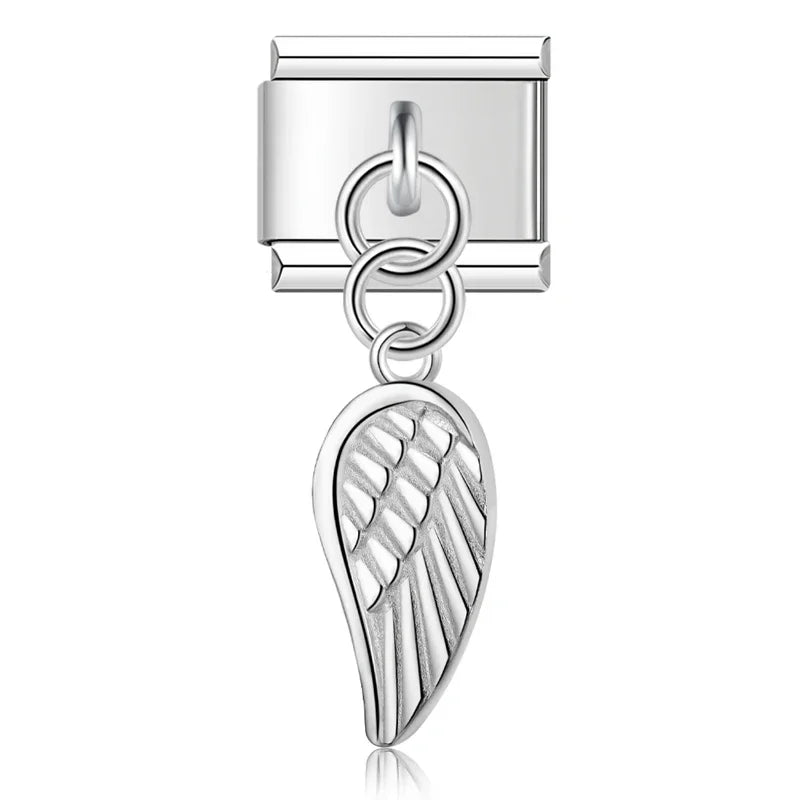 Wing Star Owl Moon Heart silver charms – angel wing charm, Italian charm bracelet charm by Charmtastic