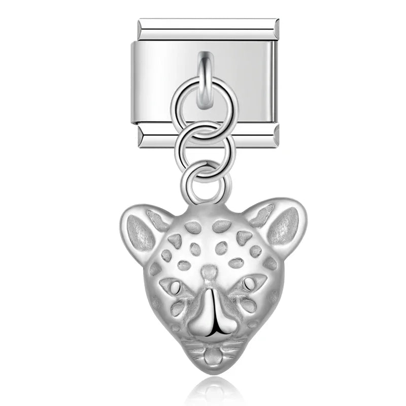 Wing Star Owl Moon Heart silver charms – leopard head charm, Italian charm bracelet charm by Charmtastic