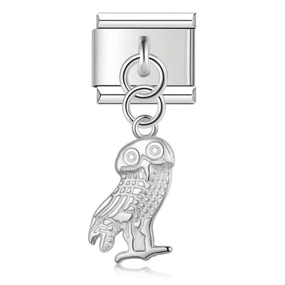 Wing Star Owl Moon Heart silver charms – owl charm, Italian charm bracelet charm by Charmtastic
