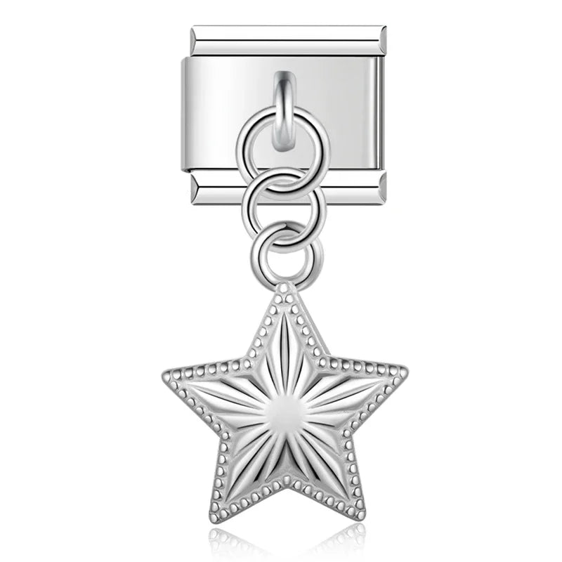 Wing Star Owl Moon Heart silver charms – star charm, Italian charm bracelet charm by Charmtastic