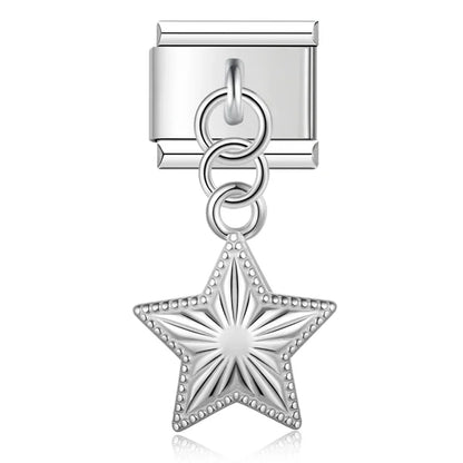 Wing Star Owl Moon Heart silver charms – star charm, Italian charm bracelet charm by Charmtastic