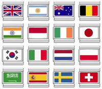 World National Flag Italian Charms — UK, Australia, India, Japan, Spain & More